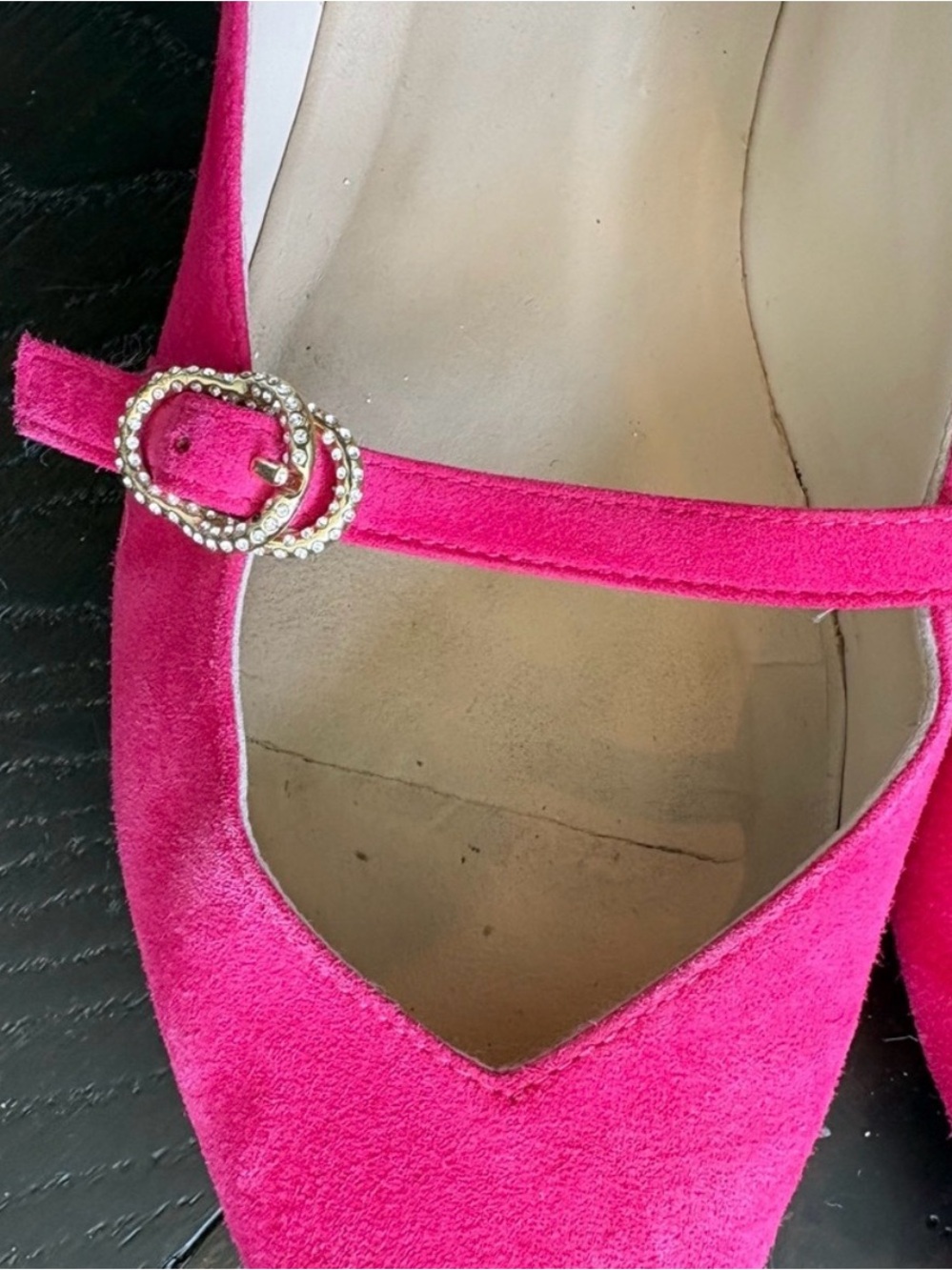 Stuart Weitzman Pointed Mary Jane Flats in Fuchsia - Picture 9 of 9